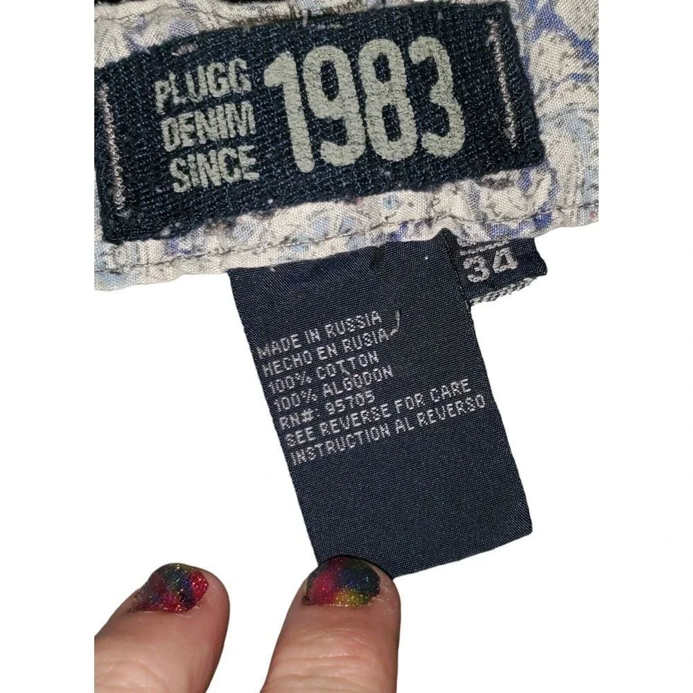 1990s Plugg Jeans 32 34x33‎ Tall Wide Leg Skater Rave Baggy Denim Y2K Carpenter